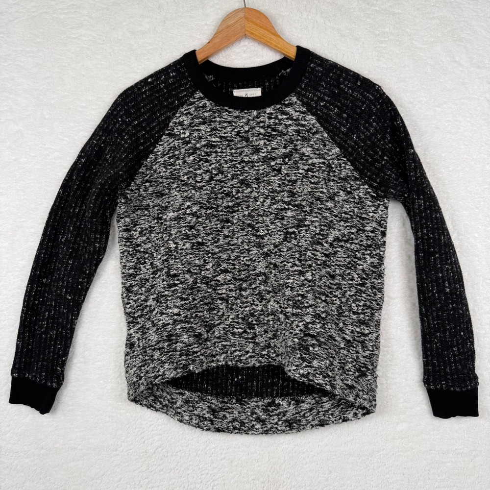 Lou & Grey Womens Small Black White Marled Knit Raglan Sweater 357193‎
